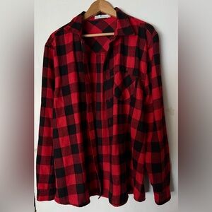 Red and Black Plaid Flannel Shirt